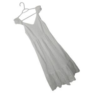 NWT! SINCERELY JULES! PURE WHITE COTTON EYELET TIERED SKIRT, RUFFLED DRESS!  S